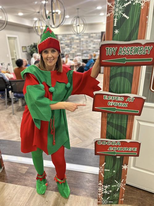 Buda Oaks | Executive Director wearing an elf costume